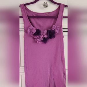 Caslon (from Nordstrom) Purple Flower Trim Tank Top Size S